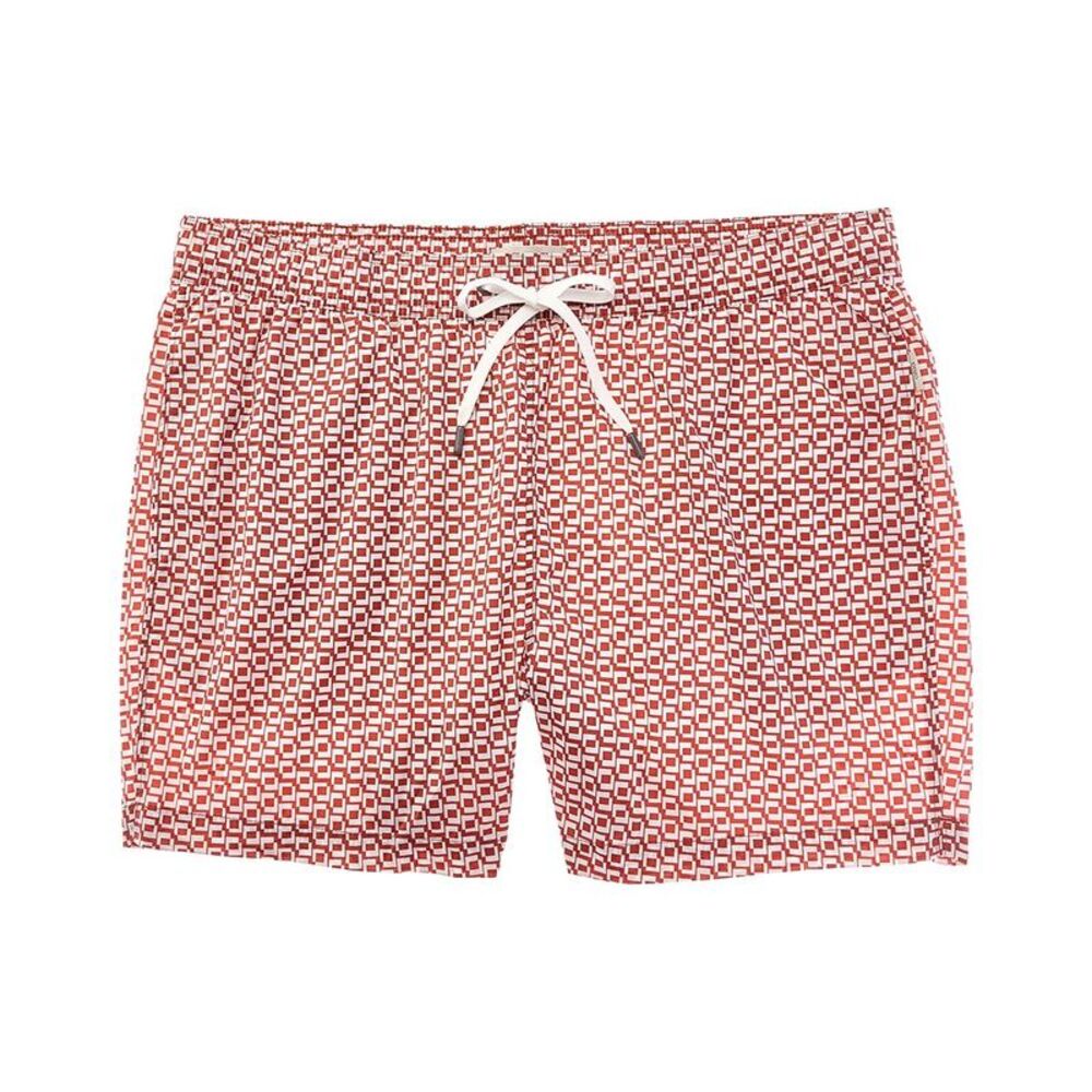 Onia Mens  Printed Swim Short, Orange